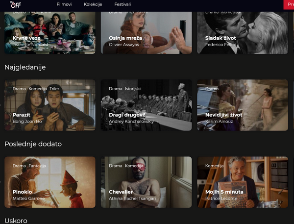 Noviteti onlajn filmske platforme MojOFF